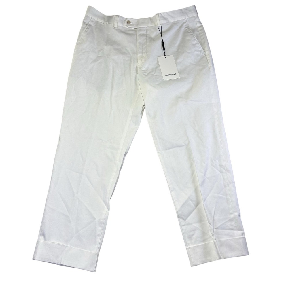 NWT Suitsupply Pants‎ Mens 34 White Brescia Chino Slim Fit Stretch Cotton Casual